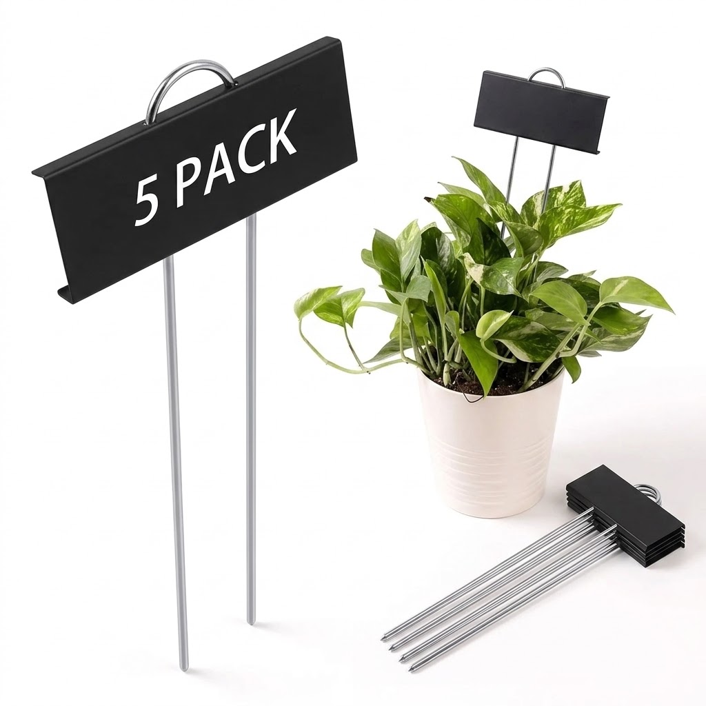 Garden Label Marker - Waterdichte 5-delige T-vormige metalen plantenlabelmarkering voor