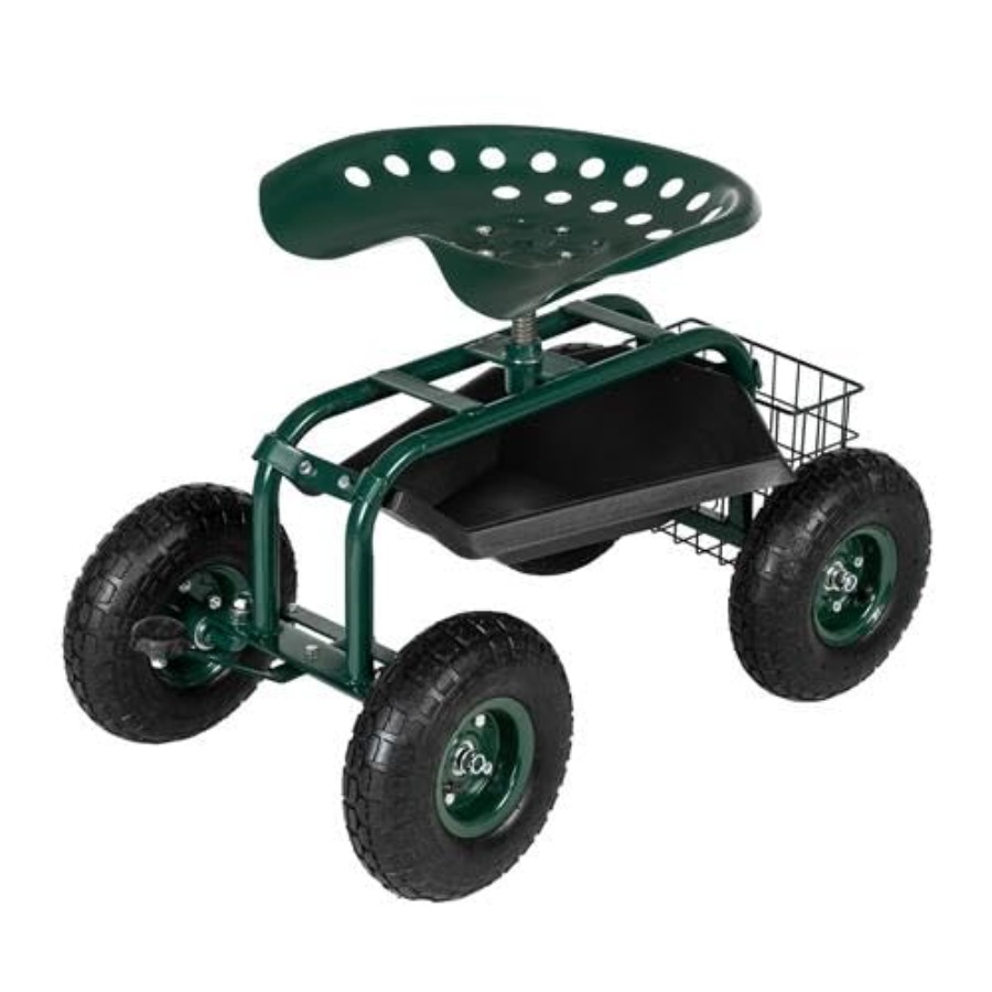 Gardening Tools For Seniors - Tuinwagen met zitje, wielen, stuurhendel en