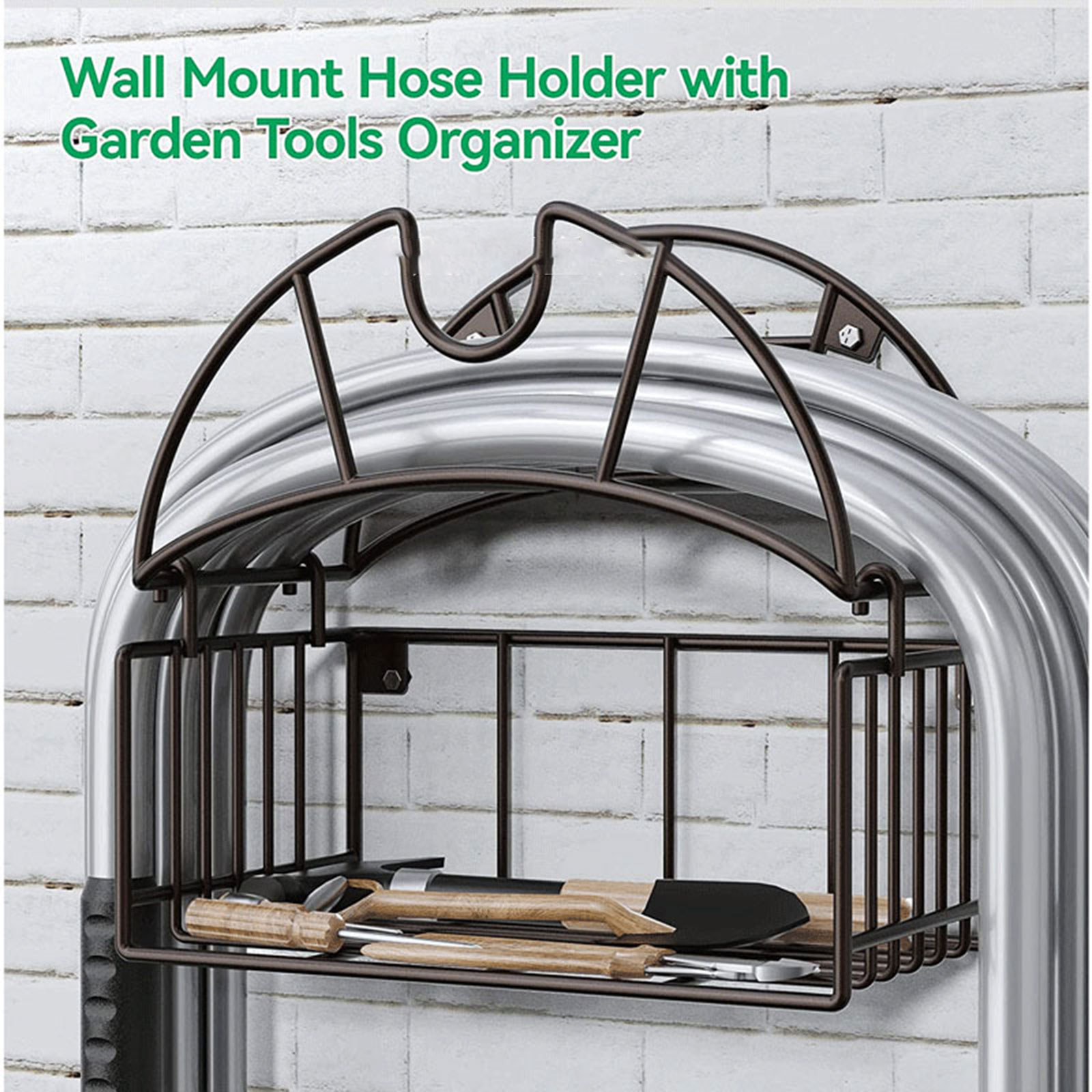 Gardening Tools Rack - Wandmontage tuinslanghouder met gereedschapsorganisatorbeugel Stevige waterpijphanger
